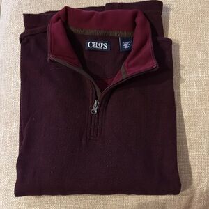 Chaps herringbone 3/4 zip pullover